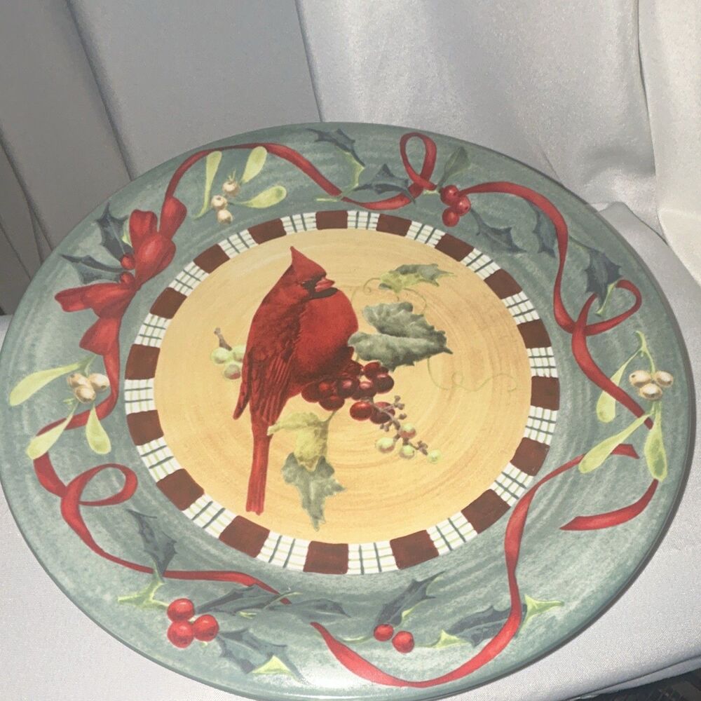 2 Lenox Winter Greetings Everyday Cardinal Ceramic Decorative Plates, MW/DS Safe